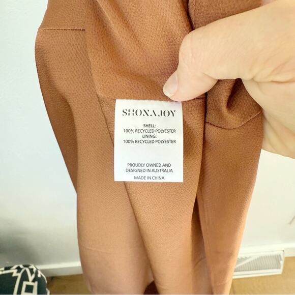 Shona Joy Twist Front Long Sleeve Cocktail Dress Mocha Sz 12 - Picture 7 of 8